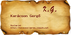 Karácson Gergő névjegykártya